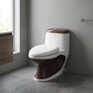 Ensemble de toilettes de luxe en céramique monobloc, à cuvette allongée, avec siphon en S et en P, homologué ADA, pour salle de bain d'hôtel haut de gamme - Product Image 1