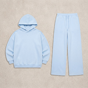 Sweat-shirts oversize pour femmes de couleur unie, pantalons de survêtement à jambes larges, coupe ample, épaules tombantes, logo personnalisé, streetwear décontracté pour l'hiver et l'automne - Product Image 3