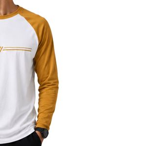 Camiseta de Manga Larga Raglán Blanca y Amarillo Mostaza para Hombre, Cuello Redondo, Algodón Premium, Estilo Casual, Béisbol, Personalizable, Ropa Urbana - Product Image 4