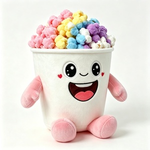 Peluche personalizado de cubo de palomitas de maíz, Peluche de palomitas de maíz en tonos pastel, Peluche de cubo de palomitas de maíz, Peluche de palomitas de maíz, Peluche con forma de comida - Product Image 5
