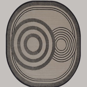 Tapis géométrique tufté à la main, moderne et contemporain, noir et gris, tapis design, motif abstrait circulaire, salon, intérieur de la maison - Product Image 3