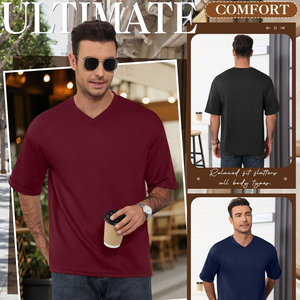 Camiseta Oversize para Hombre, Algodón Grueso, Hombros Caídos, Corte Holgado, Estilo Casual Urbano, Top de Verano Cómodo para el Día a Día - Product Image 5