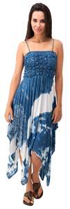 Vestido de Verano con Estampado Tie Dye Índigo, Estilo Bohemio, de Rayón - Product Image 6