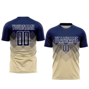 Maillot de football personnalisé sublimé à col en V et manches courtes, anti-humidité, 100 % polyester, couleur dégradée, coupe classique pour homme - Product Image 1