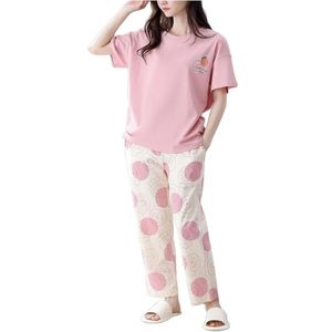 Women’s Breathable Cotton Pajama Set Printed Round Neck Half Sleeve Top with <b>Pyjama</b> Bottom - Product Image 1