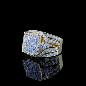 Anillo de compromiso de plata de ley 925 con baño de rodio y moissanita, diseño cuadrado con incrustaciones de diamantes, joyería de lujo estilo hip hop. - Product Image 3