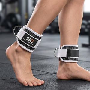 Sangle de cheville réglable en cuir rembourré pour machine à câble de gym, entraînement de fessiers et de jambes (kickback), anneau en D haute résistance - Product Image 3