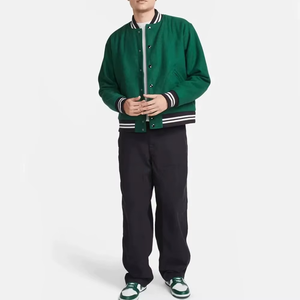 High Quality ODM OEM Customized Adult Youth Baseball Varsity <b>Jacket</b> Stand Collar Front Logo Custom Colors Canvas Fabric - Product Image 6