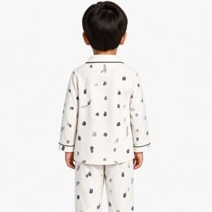 Ensemble pyjama imprimé pour garçons, chemise de nuit à manches longues boutonnée avec pantalon long assorti, vêtements de nuit pour enfants, ensemble 2 pièces, OEM ODM en gros - Product Image 6