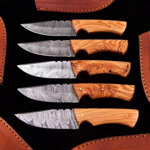 Mejor Precio Cuchillo de Hoja Fija de Acero de Damasco Dustline Commodities, Lote Surtido con Funda de Cuero, Hecho a Mano, para Camping, Fácil de Transportar - Product Image 3
