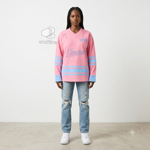 Camiseta de Hockey sobre Hielo Gamma Phi Delta, Rosa y Azul, Malla de Poliéster, Absorbe la Humedad, Rendimiento Atlético, Camiseta Deportiva Griega - Product Image 5