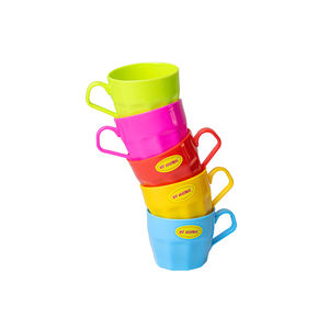 Vaso de plástico a rayas de 190 ml con asa – Taza reutilizable para beber - Product Image 6