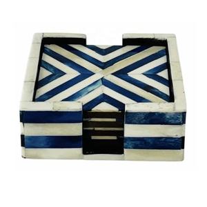 Nouvel arrivage de sous-verres carrés en incrustation d'os Ensemble de 4 sous-verres en mosaïque comme motif thé café boisson ustensiles de cuisine Doué pour toute occasion - Product Image 3