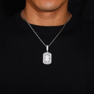 Collar con colgante de plata 925 con incrustaciones de moissanita, estilo hip-hop moderno, colgante europeo, colgante único. - Product Image 2