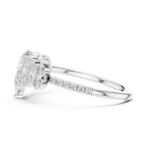 Bague de fiançailles en argent sterling avec poire et grappe de moissanite |   Bague de mariage élégante pour femme - Product Image 4