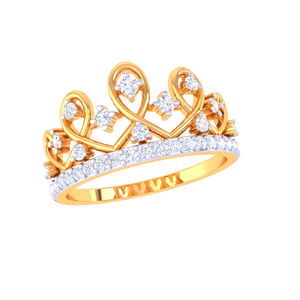 Elegante Anillo de Tiara de Reina, Corona de Princesa, en Oro, para Aniversario, Joyería - Product Image 2
