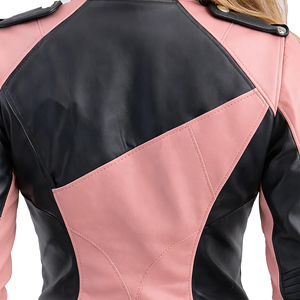Chaqueta Corta de Cuero Genuino para Mujer, Estilo Biker, Cierre de Cremallera, Corte Ajustado, Color Negro, Bordado Personalizado, Precio de Fábrica, OEM - Product Image 2