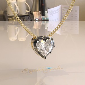 Georgian Cut Set Moissanite Pendant 14K Gold IGI Certified Rhinestone Plated Luxury Christian Style Necklace - Product Image 4
