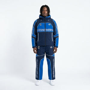 OEM Unisex 2-Piece Sweat Suit Tracksuit Hooded <b>Zip</b>-<b>Up</b> <b>Jacket</b> Nylon Track Pants Windproof Breathable Casual Sport Wear Loose Fit - Product Image 5