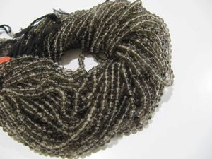 Perles de pierre de quartz fumé naturel authentique, 4-5 mm, rondes, lisses, brunes, 13 pouces de long, pour la fabrication de bijoux, vendues par brin - Product Image 5