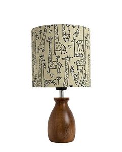 Modern Wooden Table Lamp Animal Print Fabric Shade Decorative Bedside Floor <b>Light</b> for Home <b>Nursery</b> Room - Product Image 4