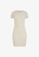 Robe moulante côtelée à manches courtes de qualité supérieure, coupe ajustée, mini-robe, production sous marque privée