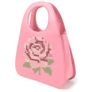 Cute Women's Floral <b>Print</b> Pattern <b>Mini</b> Pink Top Handle Bag with Zipper Closure and Inner Pocket Custom Design Manufacturer - Product Image 2