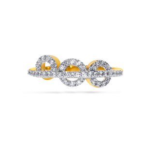 Elegance of <b>Circles</b> Diamond <b>Ring</b> Sparkling Pave Diamond Intertwined Band <b>Ring</b> in Solid Yellow Gold - Product Image 3