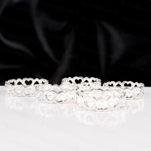 Trendy Sweet Romantic Hollow Heart Band 925 Sterling <b>Silver</b> Continuous Heart Stacking <b>Ring</b> Friendship Promise <b>Ring</b> Wholesale - Product Image 4