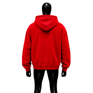 เสื้อฮู้ดดี้โอเวอร์ไซส์สีแดงสำหรับผู้ชาย สไตล์สตรีทแวร์ลำลอง ผ้าหนานุ่ม พิมพ์ลายโลโก้ด้านหน้า สไตล์ลำลองสำหรับฤดูใบไม้ร่วง ผ้าฝ้ายเฟรนช์เทอร์รี่ - Product Image 2