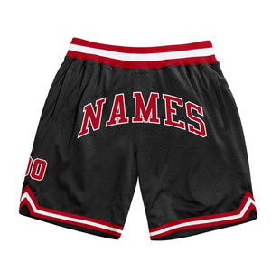 Shorts de basket-ball en mesh sublimé noir et rouge pour hommes, légers, en polyester, uniforme de basket-ball, entraînement, vêtements de sport - Product Image 1
