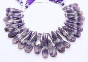 Cuentas de amatista natural bioactivada AAA, forma de pera lisa, de 9x27 a 10x34 mm, cuentas de amatista de 6 pulgadas, hilo de cuentas de amatista en forma de pera. - Product Image 3