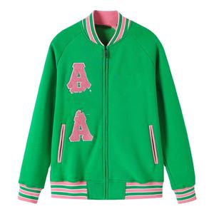 Chaqueta Bomber Reversible Sherpa Rosa/Verde para Hermandad, Chaqueta Cortavientos para Hombre, Artículos de Hermandad Griega, Logotipo Bordado de Hermandad - Product Image 1
