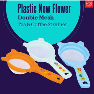 Passoire à thé et café en plastique à double maille, motif floral, outil de filtration de cuisine durable pour un tamisage fin et un usage quotidien - Product Image 5