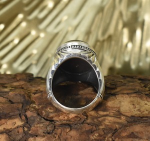 Bague en argent sterling pour homme avec grenat – Bague de style ottoman en argent sterling 92,2 - Product Image 2