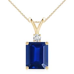 14K <b>Gold</b> 9*7MM Emerald-Cut IGI Certified 2.25Ctw Green Emerald Solitaire <b>Pendant</b> with 0.07Ct Round Diamond Handmade Fine Jewelry - Product Image 1
