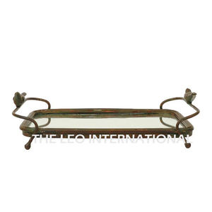 Bandeja Clásica Creativa para Servir Té y Café Turco con Acabado Marrón, con Asas, Diseño Creativo Superior, Hierro Metálico - Product Image 1