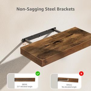 Estante de Pared Estilo Rústico para Colgar Sobre el Inodoro, 15.7 x 6.7 Pulgadas, Marrón Rústico, Juego de 2 Estantes de Aluminio para Libros - Product Image 5