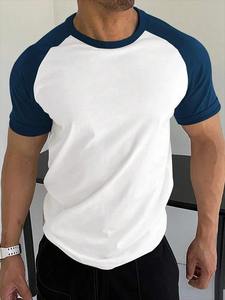 T-shirt Homme Blanc et Noir à Manches Courtes Col Rond Coupe Classique 100% Coton Respirant en Jersey Tricoté Décontracté Couleur Unie Color Block - Product Image 4