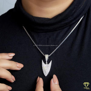 จี้รูปลูกศรประดับเพชรโมอิสซาไนต์บนสร้อยเงินแท้ 925 สไตล์ฮิปฮอป - Product Image 6