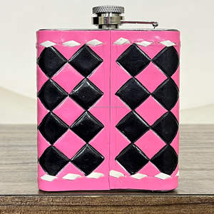 Nouvelle gourde à liqueur personnalisée faite à la main en cuir véritable à motif à carreaux, gourde à liqueur de poche en acier inoxydable portable pour cadeau - Product Image 6