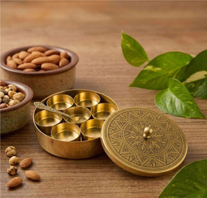 Elegant Design Brass Spice <b>Box</b> Custom Design Brass Round Spice <b>Box</b> Golden with Embossed Lid Gold Polished - Product Image 6