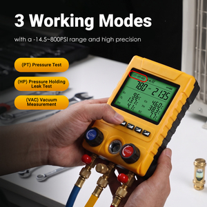 Professional 3-in-1 Digital HVAC Manifold Gauge -14.5~800PSI Pressure Vacuum Leak <b>Tester</b> for 88 Refrigerants, Backlight LCD - Product Image 4