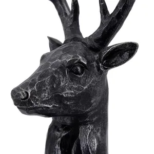 Handmade Resin Deer Head Sculpture <b>Rustic</b> Animal Figure Decor for Living Room Tabletop Display - Product Image 3