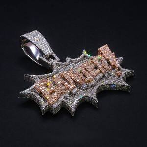 Collar Personalizado de Plata 925 con Colgante de Moissanita, Dos Tonos, Estilo Hip Hop, Chapado en Oro y Rodio para Hombre - Product Image 1