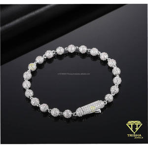 Gold Tone Round <b>Bead</b> <b>Bracelet</b> With Sparkling Stone Detail And Bar Clasp Fashion Jewelry For Wholesale Buyers - Product Image 3