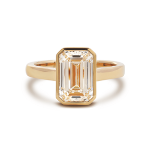 Anillo de compromiso minimalista con diamante de laboratorio de corte esmeralda de 3 ct y engaste de oro amarillo de 14K, certificado por IGI, anillo de boda. - Product Image 5