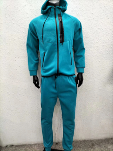Ensembles de survêtements deux pièces personnalisés avec logo imprimé pour hommes – Tenues d'entraînement confortables avec sweats à capuche zippés unis - Product Image 5
