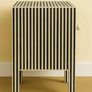 Mesa de Cajones con Incrustaciones de Hueso de ILAHI, Diseño Moderno con Detalles de Ágata, Almacenamiento de Tres Niveles, Mueble Portátil para el Hogar - Product Image 1