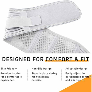 Ceinture de maintien lombaire réglable en néoprène respirant gris avec maille, protection professionnelle pour femmes, compression pour le bas du dos, idéale pour le fitness - Product Image 4